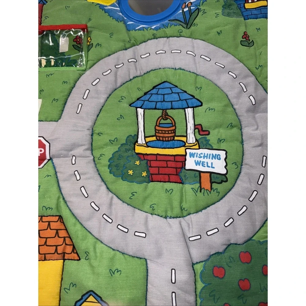 Vintage 1996 Kids II 26x26 Activity  Play Mat Town Farm Sensory Mirror Crinkle